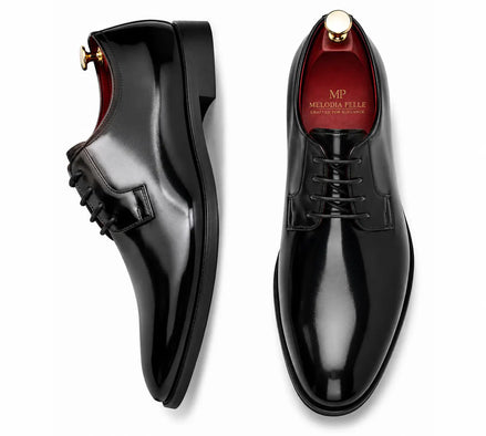 Matera Plain-Toe Derby for Men - Goodyear Welted Mirror-Polish Formal Shoes