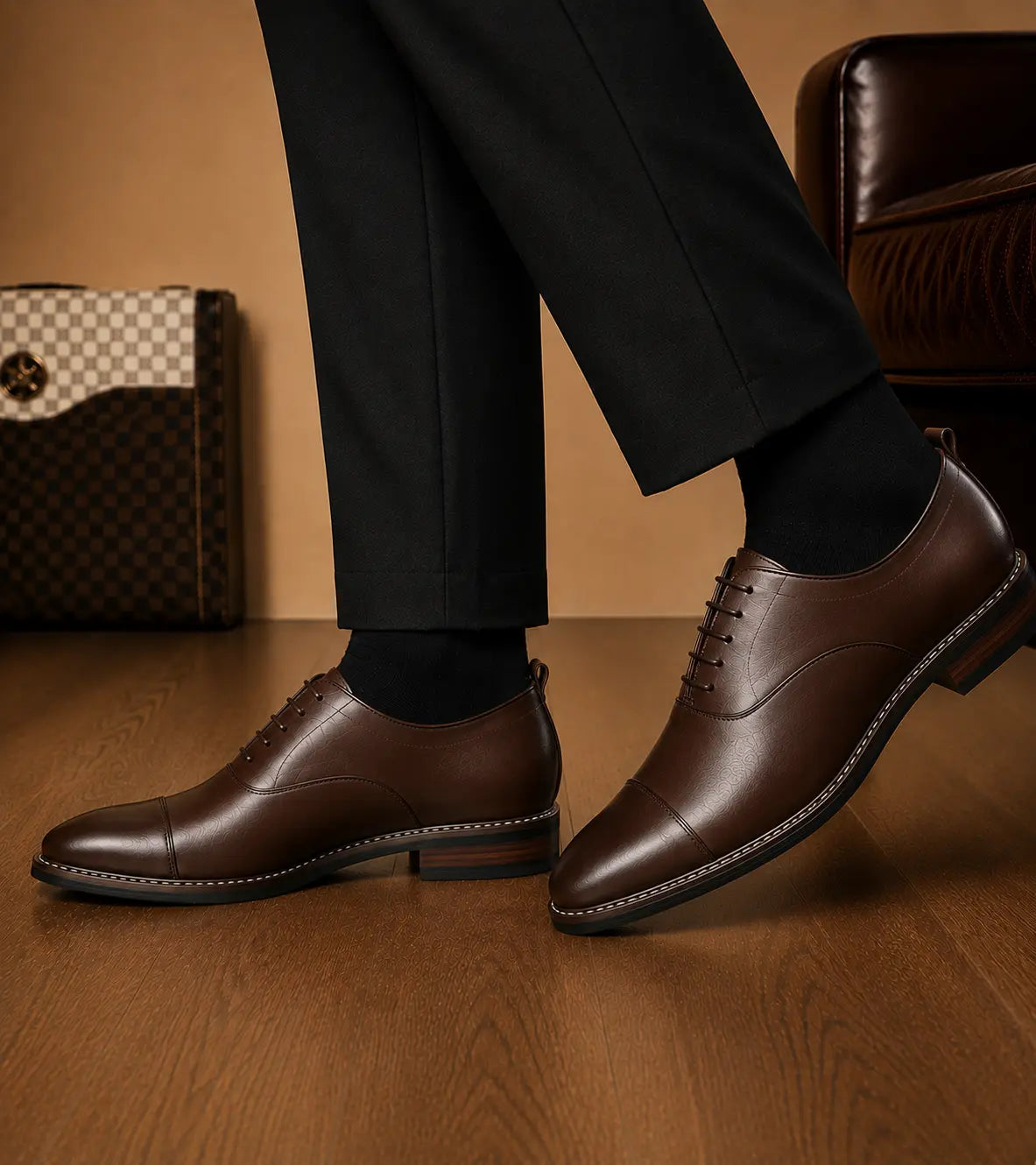 Monterosso Patina Cap-Toe Derby for Men - Handmade Leather Formal Shoes