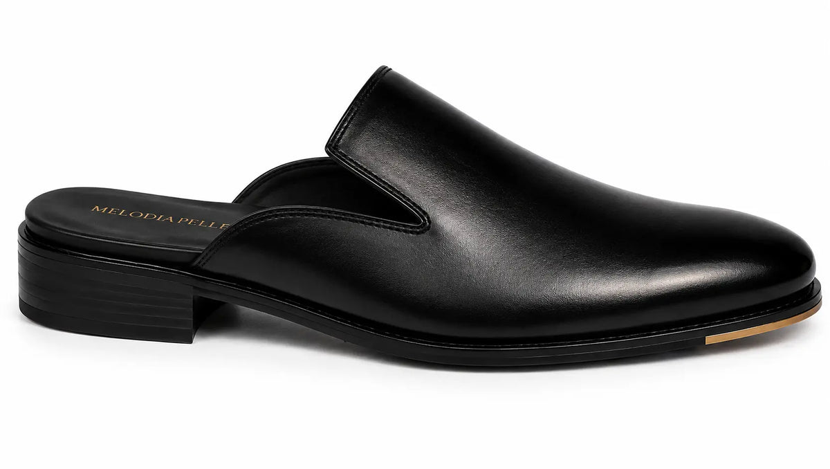 Mantova Burnished Leather Mule for Men - Backless Open-Heel Dress Shoes