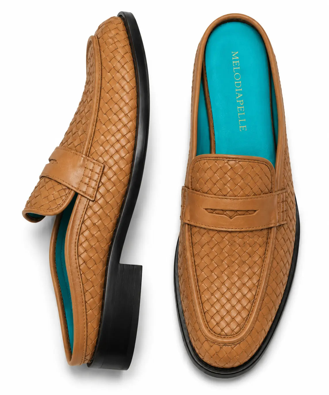 Mantero Woven-Embossed Penny Mule for Men - Backless Block-Heel Shoes