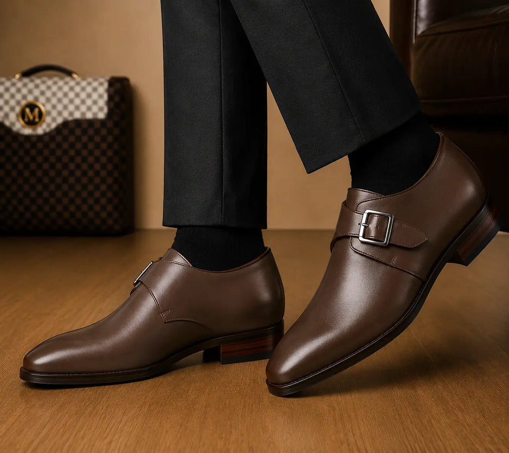 Modica Single Monk Cap-Toe Shoes for Men - Handmade Leather Formal Shoes