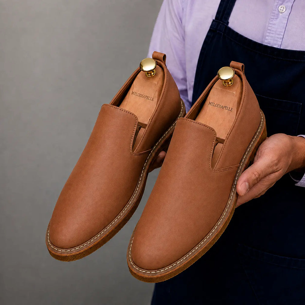 Moscow Opera Slip-On for Men - Nubuck Crepe-Sole Laceless Shoes