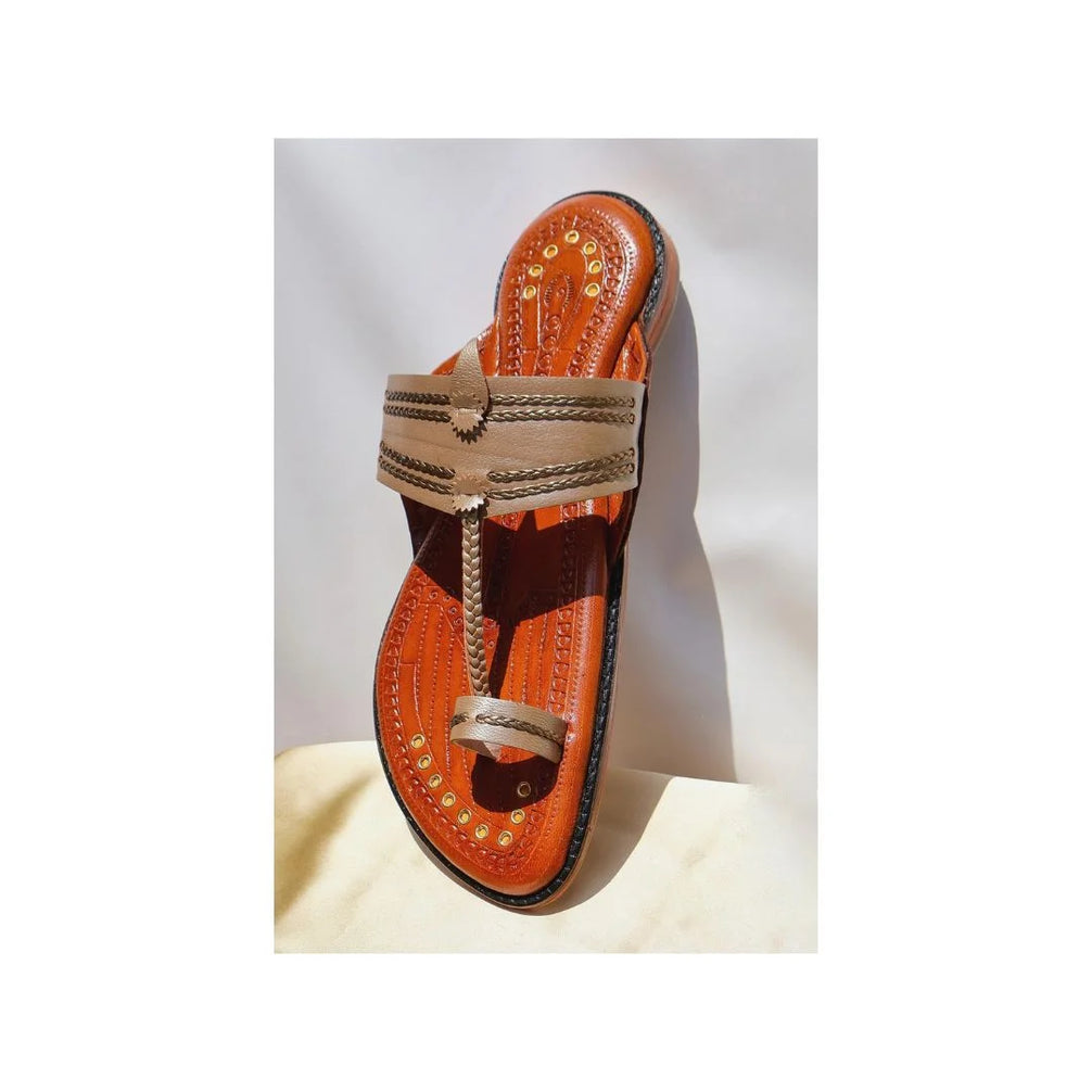 Mandu Braided Traditional Kolhapuri for Men - Handcrafted Leather Kolhapuri Chappal