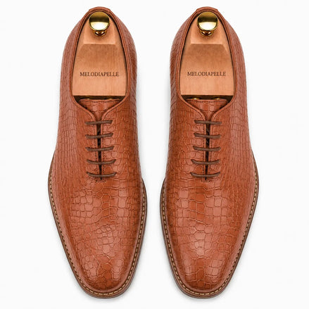 Meta Croc-Embossed Wholecut Oxford for Men - Goodyear Welted Leather Shoes