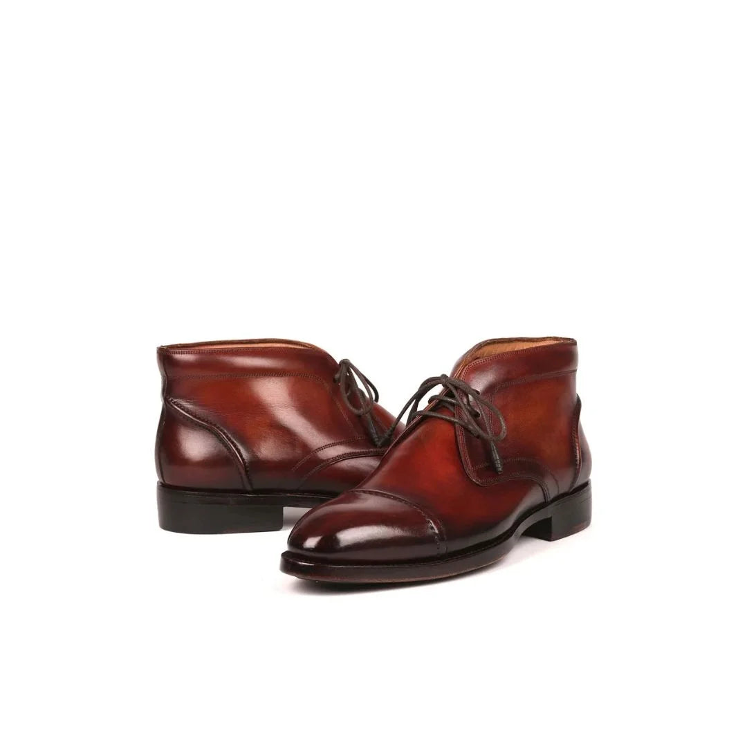 Mawsynram Burnished Cap-Toe Chukka Boot for Men - Hand-Burnished Chukka Boots
