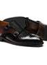 Malaga Three-Material Wingtip Double Monk Strap for Men - Hair-Calf Brogue Statement Shoes
