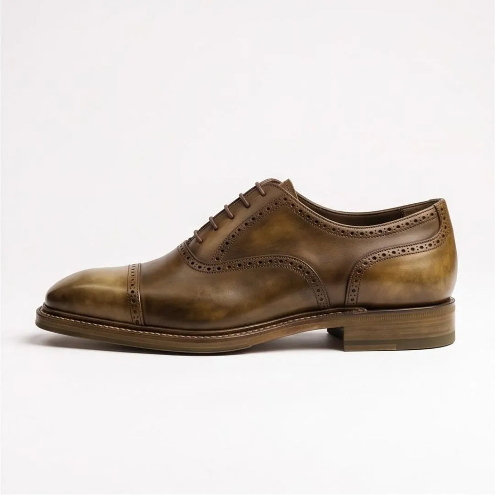 Maccastorna Patina Quarter-Brogue Oxford for Men - Hand-Painted Oxford Shoes