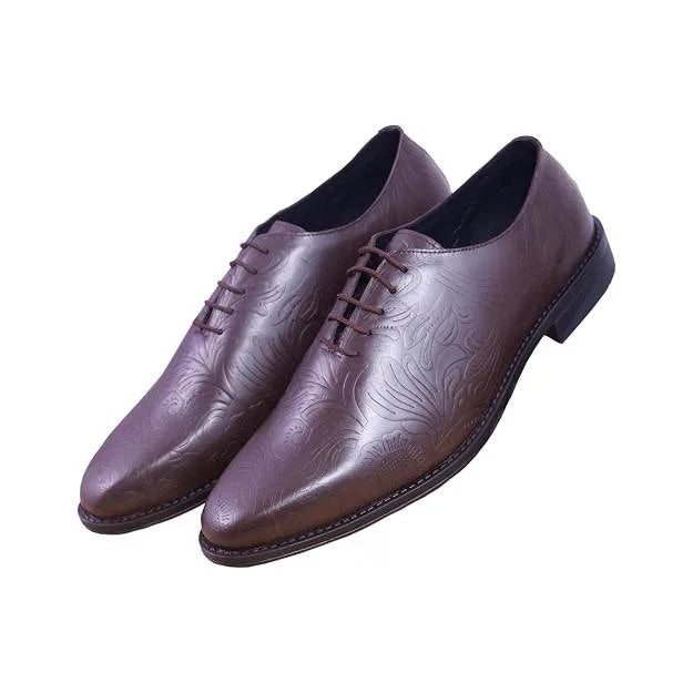 Moneglia Paisley-Etched Wholecut Oxford for Men - Patterned Leather Statement Shoes