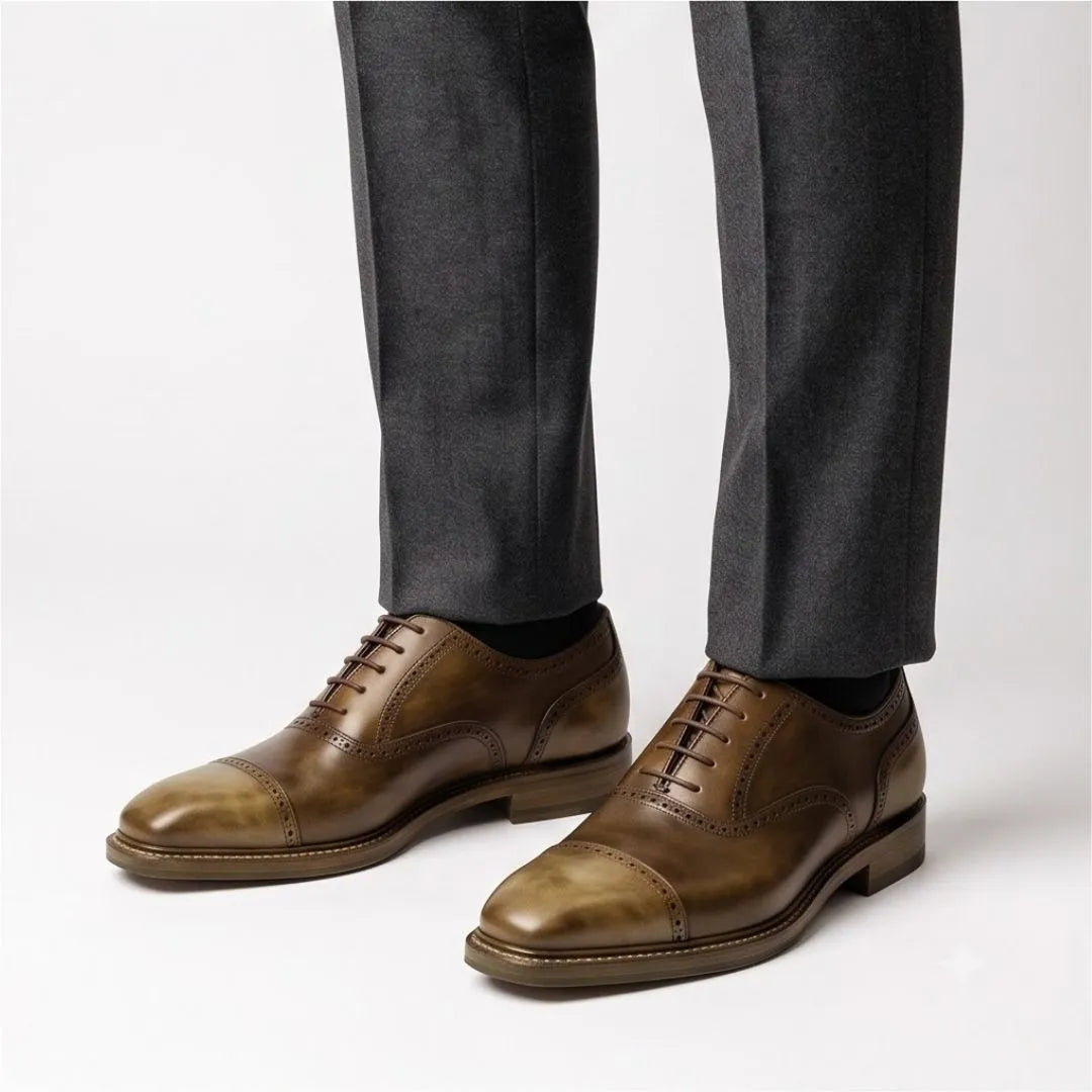 Maccastorna Patina Quarter-Brogue Oxford for Men - Hand-Painted Oxford Shoes
