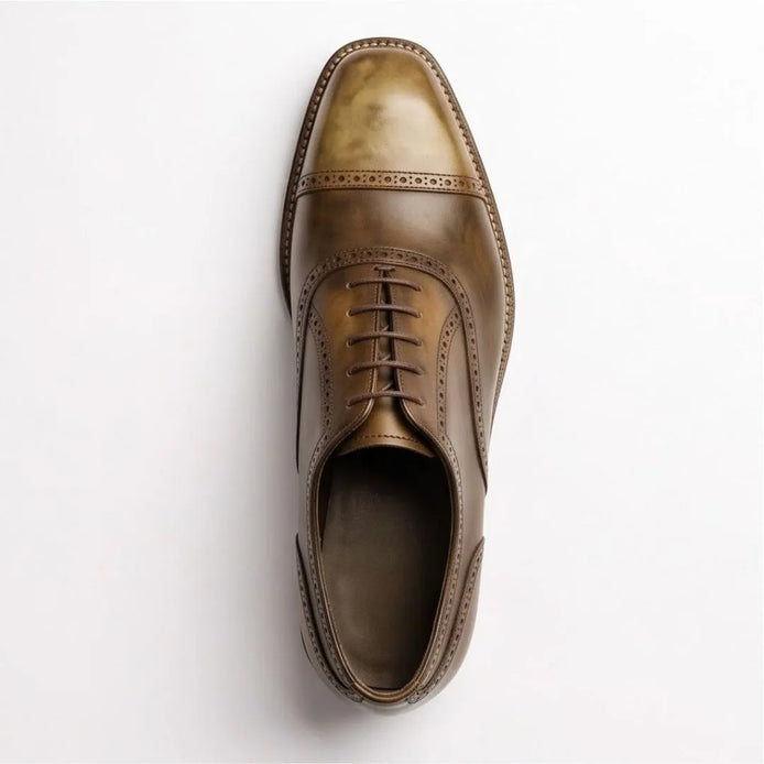 Maccastorna Patina Quarter-Brogue Oxford for Men - Hand-Painted Oxford Shoes