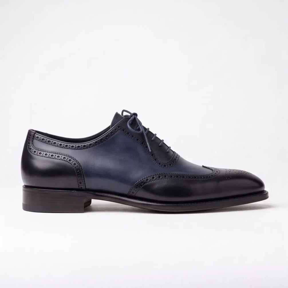 Malagnino Patina Wingtip Wingtip Oxford for Men - Hand-Painted Wingtip Oxford Shoes