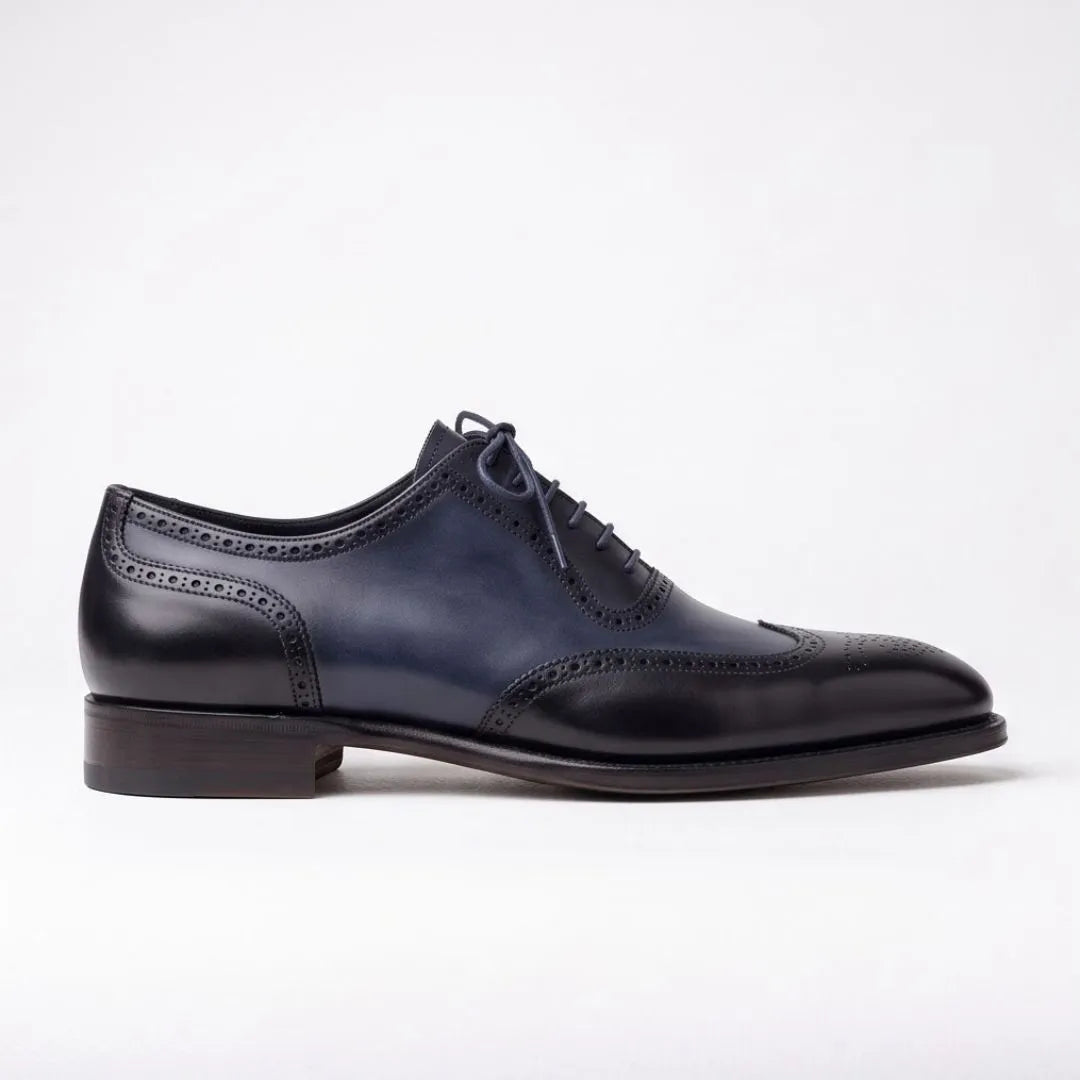 Malagnino Patina Wingtip Wingtip Oxford for Men - Hand-Painted Wingtip Oxford Shoes