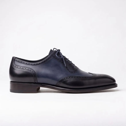 Malagnino Patina Wingtip Wingtip Oxford for Men - Hand-Painted Wingtip Oxford Shoes