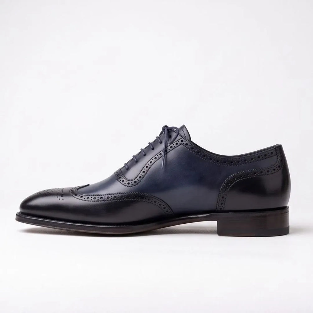 Malagnino Patina Wingtip Wingtip Oxford for Men - Hand-Painted Wingtip Oxford Shoes