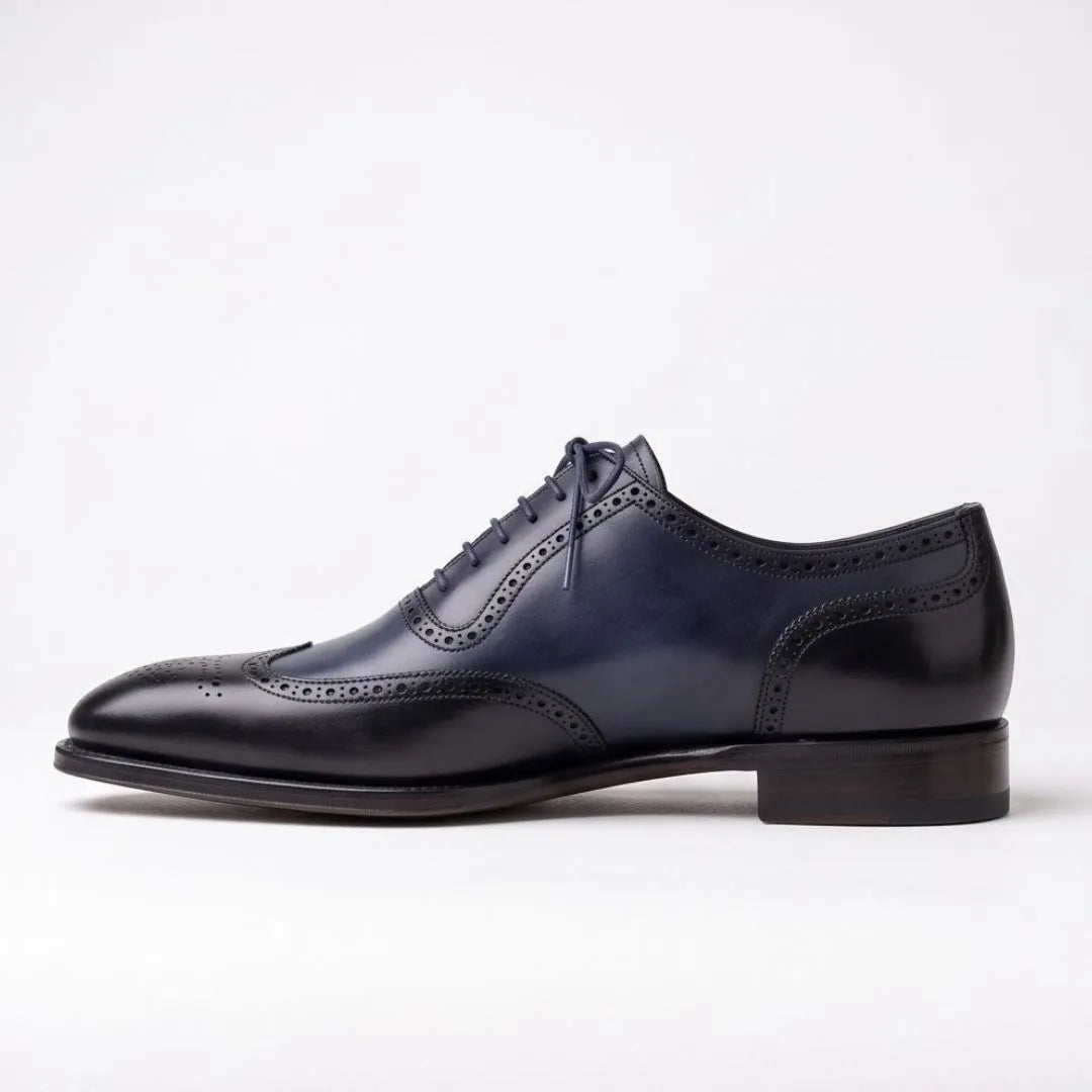 Malagnino Patina Wingtip Wingtip Oxford for Men - Hand-Painted Wingtip Oxford Shoes