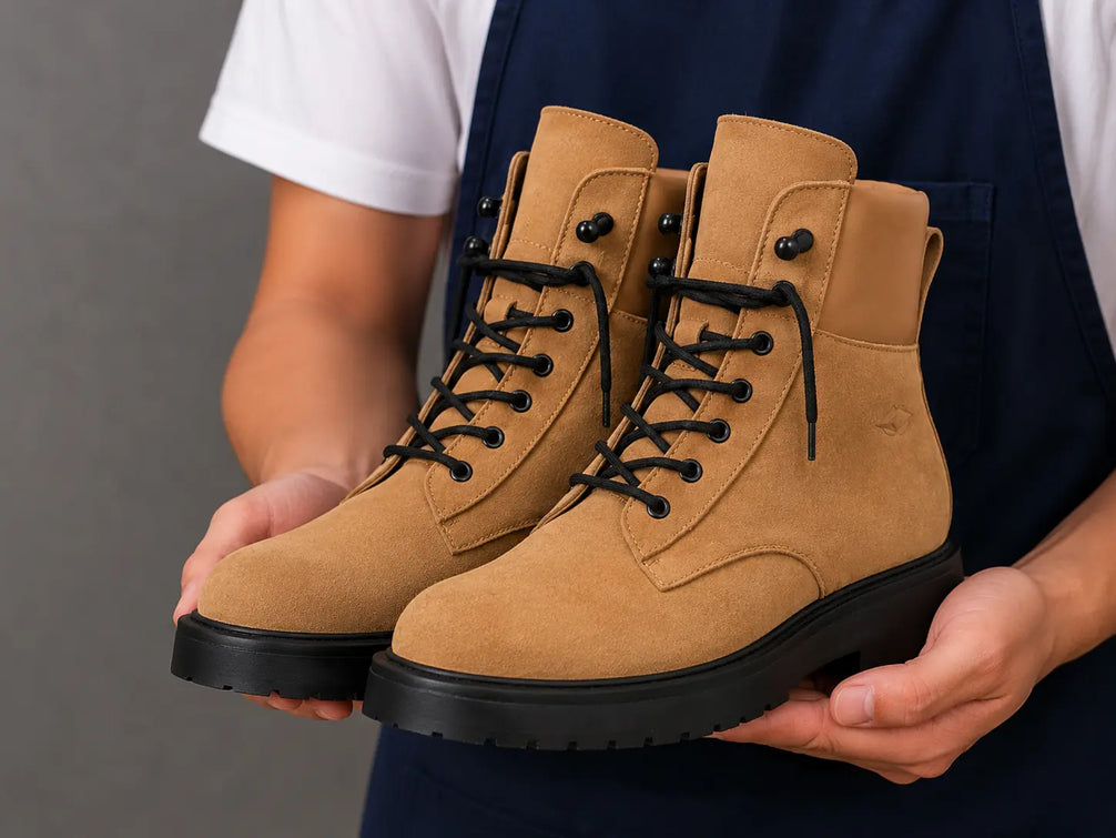 Mojave Suede Combat Boot for Men - Lug-Sole Lace-Up Leather Boots
