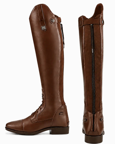 Toledo Men's Lace-Up Polo Riding Boots – Tall Black Leather Field Boots for Polo