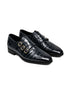 Monthey Polished Croc-Embossed Triple Monk Strap for Men - High-Shine Croc Leather Party Shoes