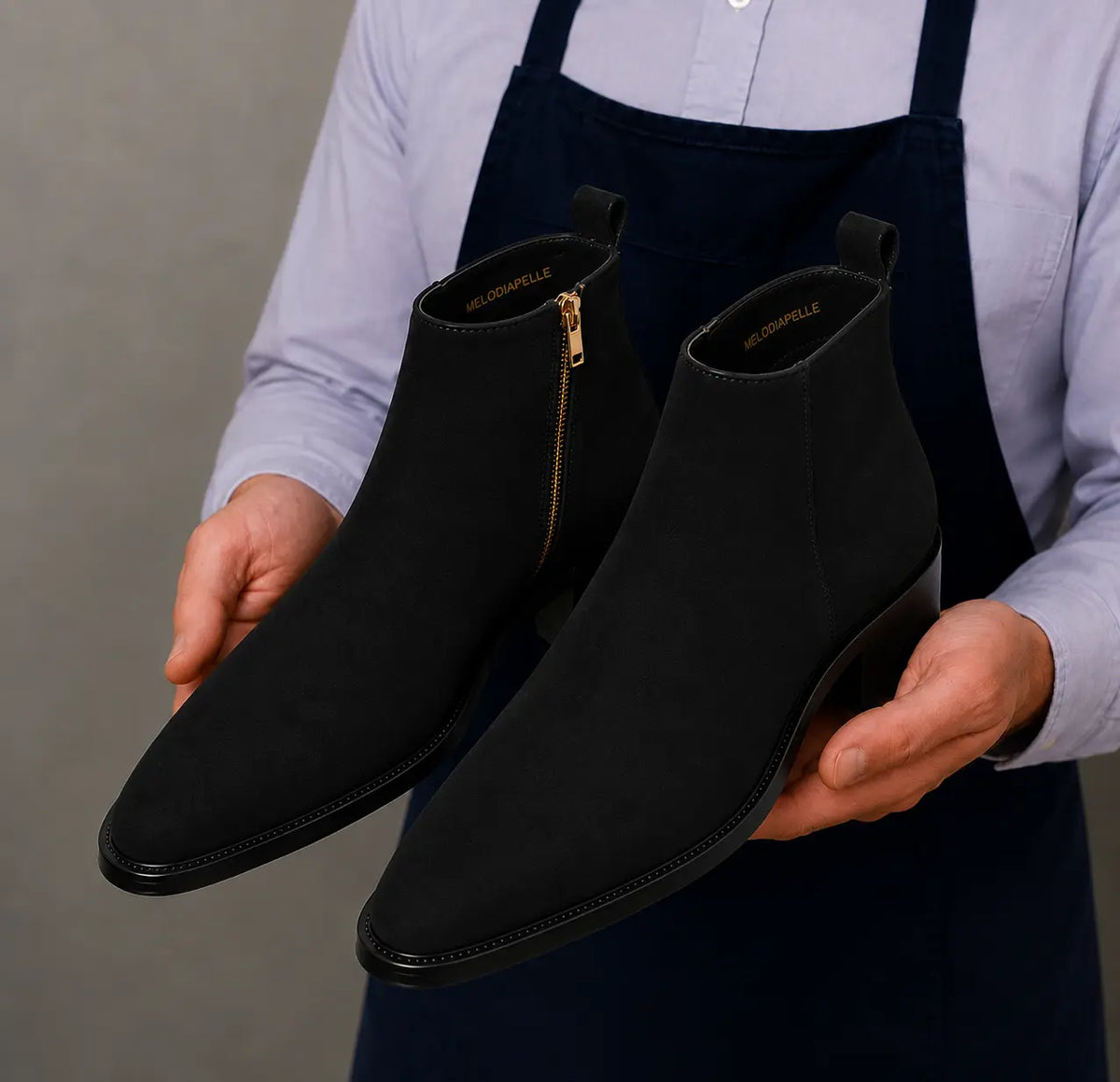 Maddox Suede Zip Boot for Men - Pointed-Toe Block Heel Ankle Boots