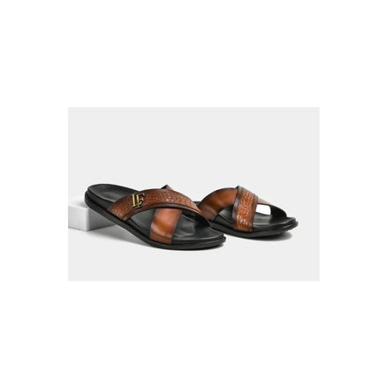 Meco Croc-Band Cross Slide for Men - Two-Texture Leather Slides