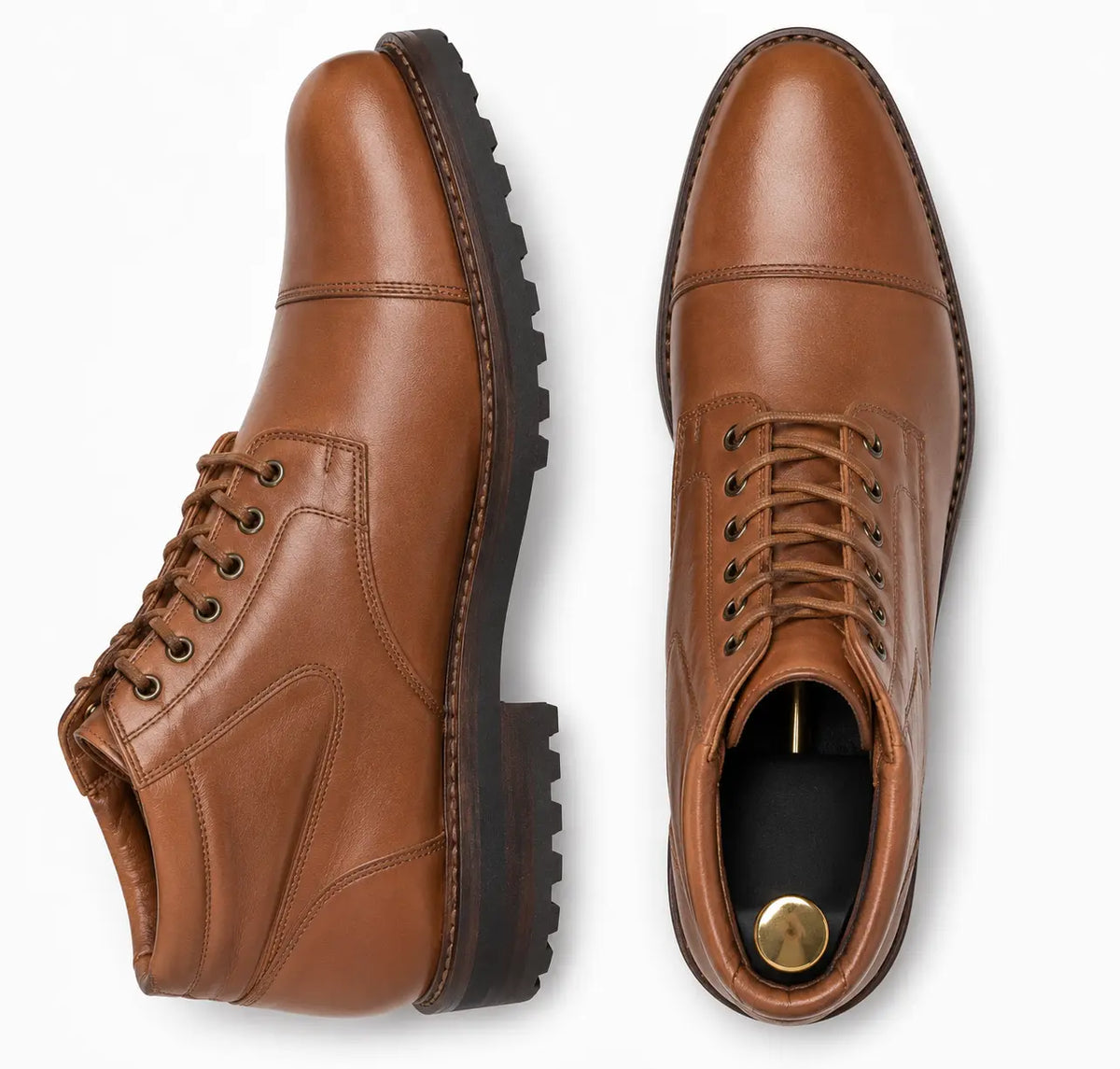 Munster Cap-Toe Work Boot for Men - Heavy Lug-Sole Leather Boots