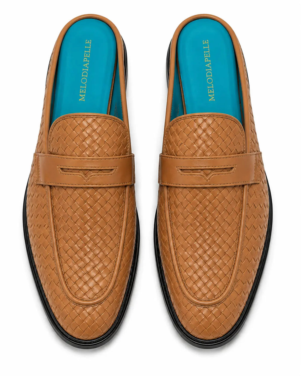 Mantero Woven-Embossed Penny Mule for Men - Backless Block-Heel Shoes