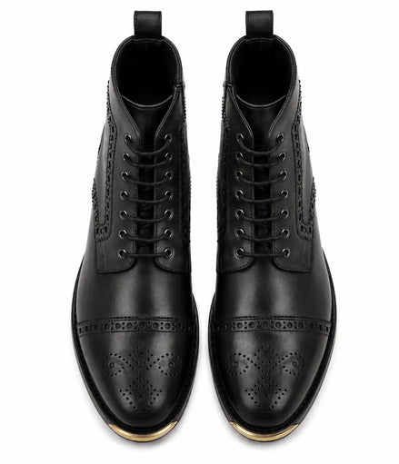 Mendoza Full-Brogue Cap-Toe Boot for Men - Handmade Leather Lace-Up Boots
