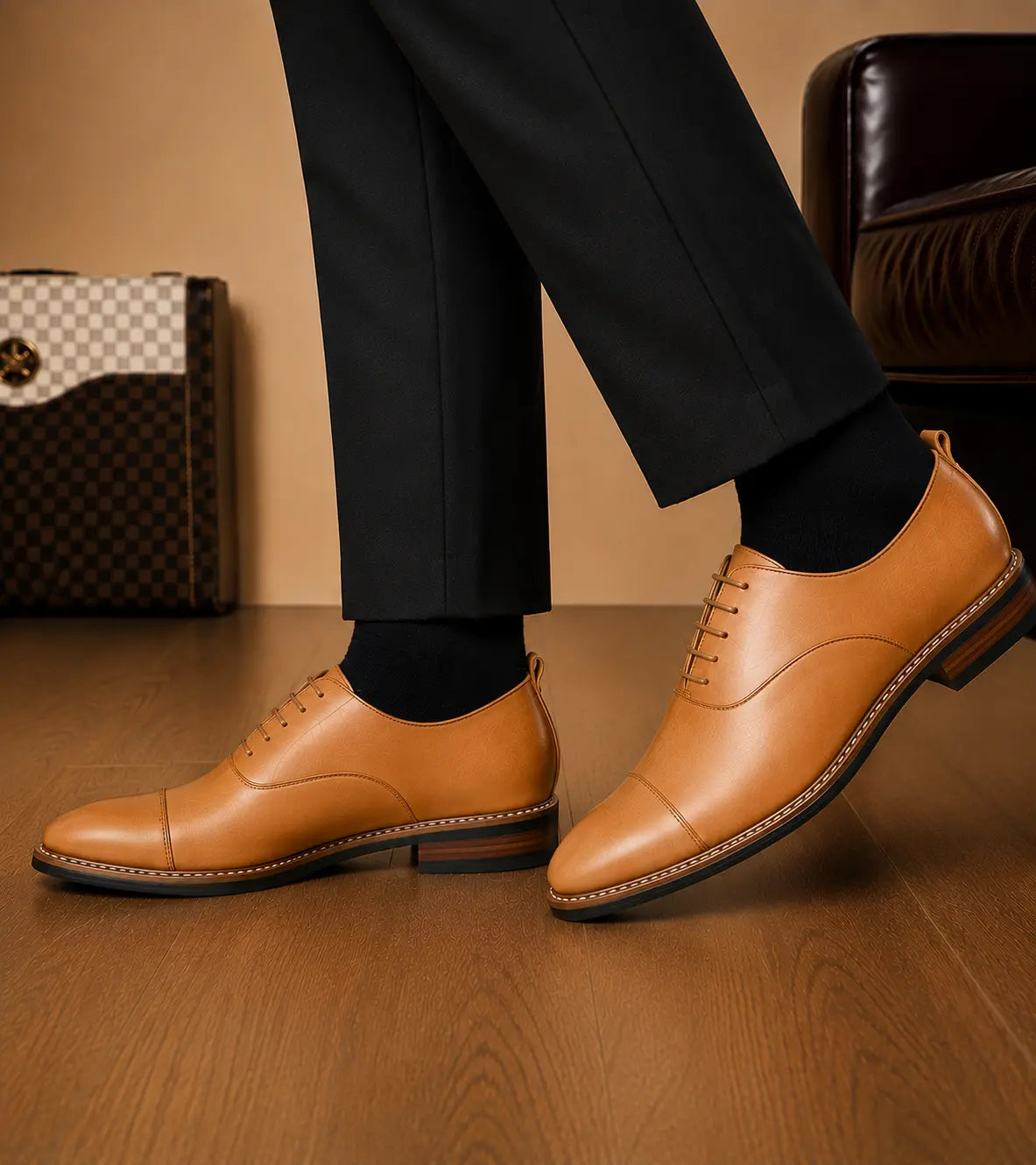 Monterosso Patina Cap-Toe Derby for Men - Handmade Leather Formal Shoes