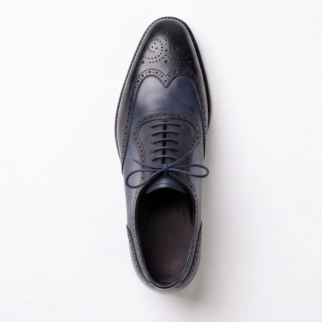 Malagnino Patina Wingtip Wingtip Oxford for Men - Hand-Painted Wingtip Oxford Shoes