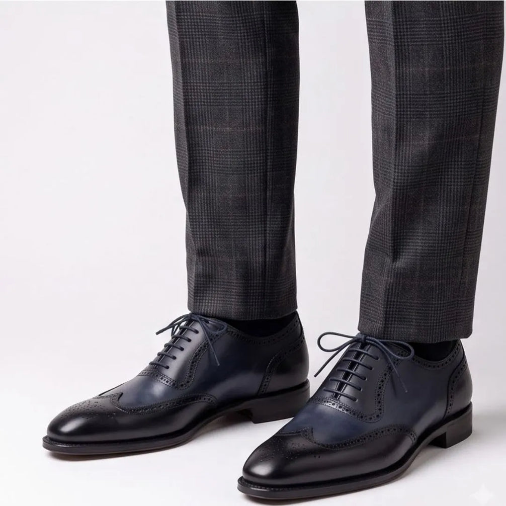 Malagnino Patina Wingtip Wingtip Oxford for Men - Hand-Painted Wingtip Oxford Shoes