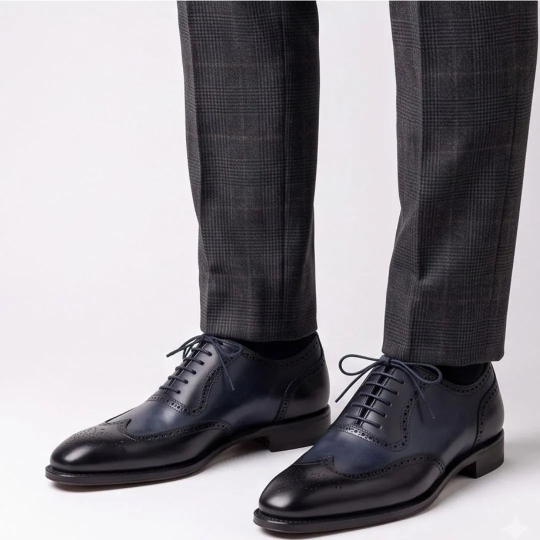 Malagnino Patina Wingtip Wingtip Oxford for Men - Hand-Painted Wingtip Oxford Shoes