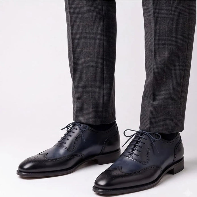 Malagnino Patina Wingtip Wingtip Oxford for Men - Hand-Painted Wingtip Oxford Shoes