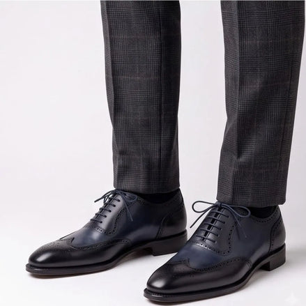 Malagnino Patina Wingtip Wingtip Oxford for Men - Hand-Painted Wingtip Oxford Shoes