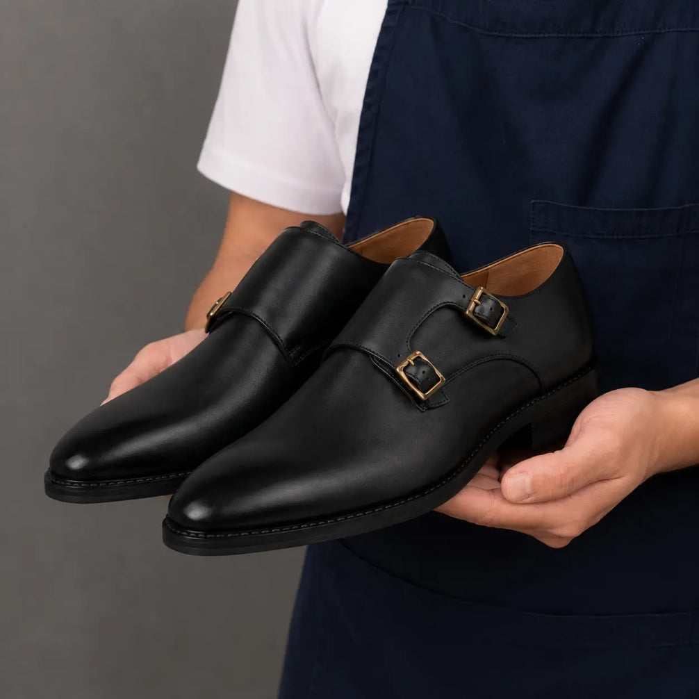 Mexico Double Monk Strap for Men - Hand-Burnished Goodyear Welted Leather Shoes