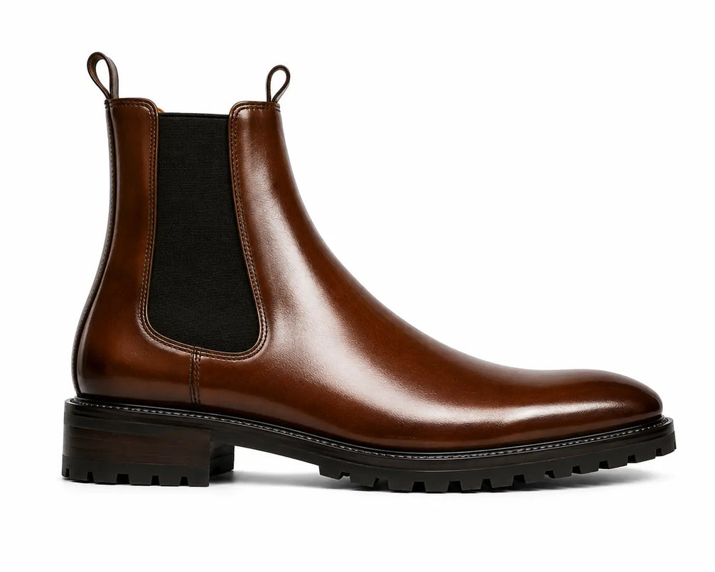 Montrose Patina Chelsea Boot for Men - Lug-Sole Leather Ankle Boots