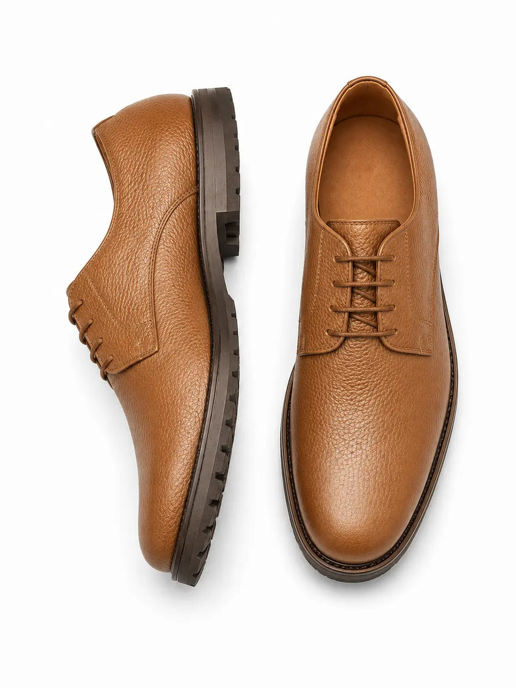 Manchester Pebble-Grain Derby for Men - Lug-Sole Leather Formal Shoes
