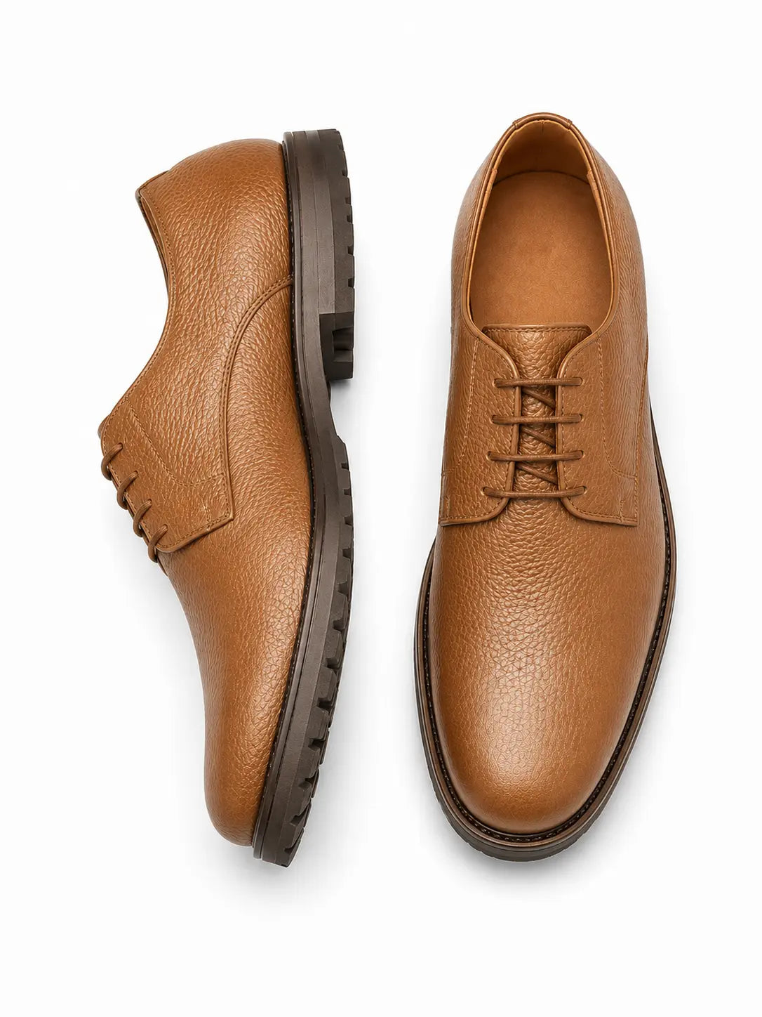 Manchester Pebble-Grain Derby for Men - Lug-Sole Leather Formal Shoes