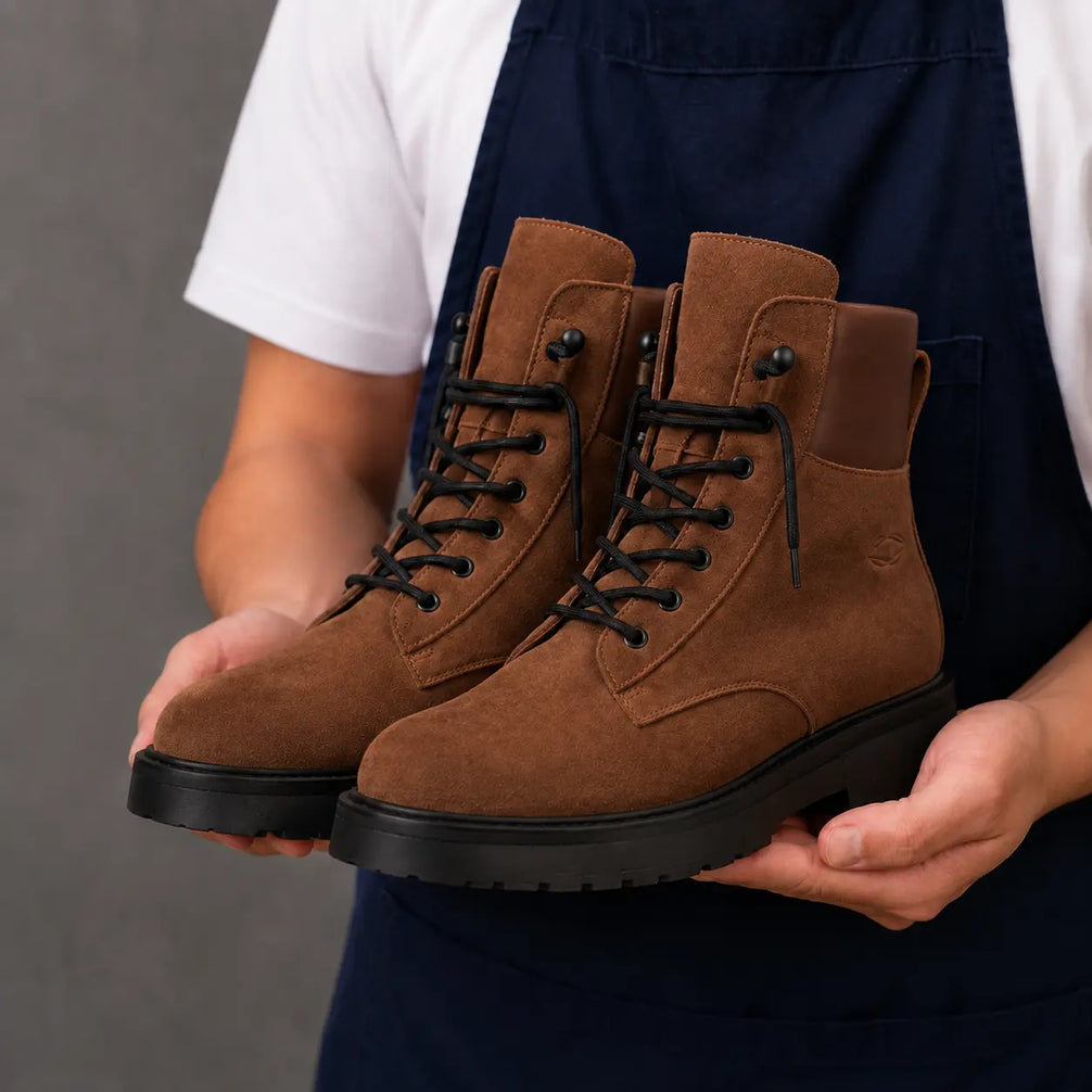 Mojave Suede Combat Boot for Men - Lug-Sole Lace-Up Leather Boots