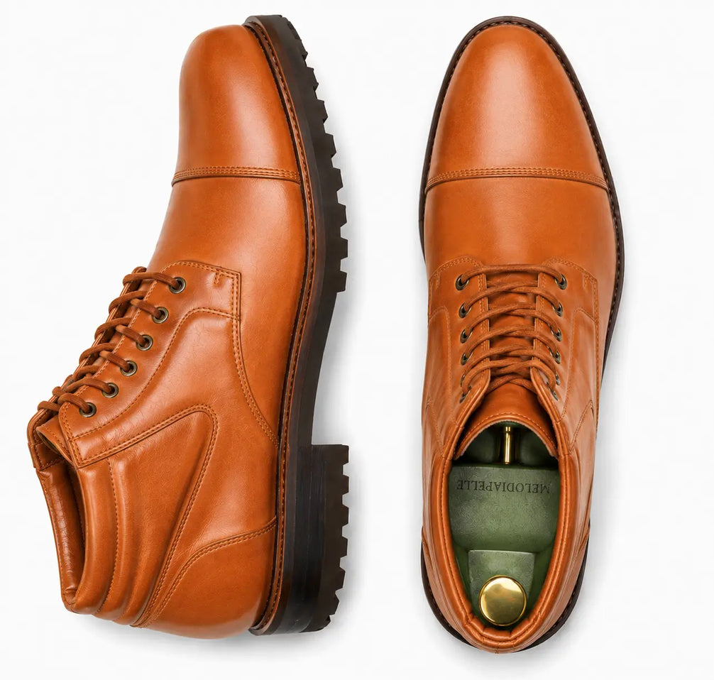 Munster Cap-Toe Work Boot for Men - Heavy Lug-Sole Leather Boots