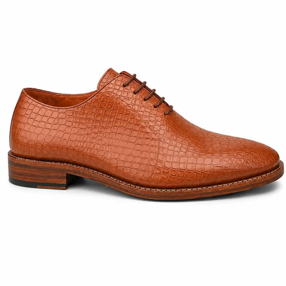 Meta Croc-Embossed Wholecut Oxford for Men - Goodyear Welted Leather Shoes