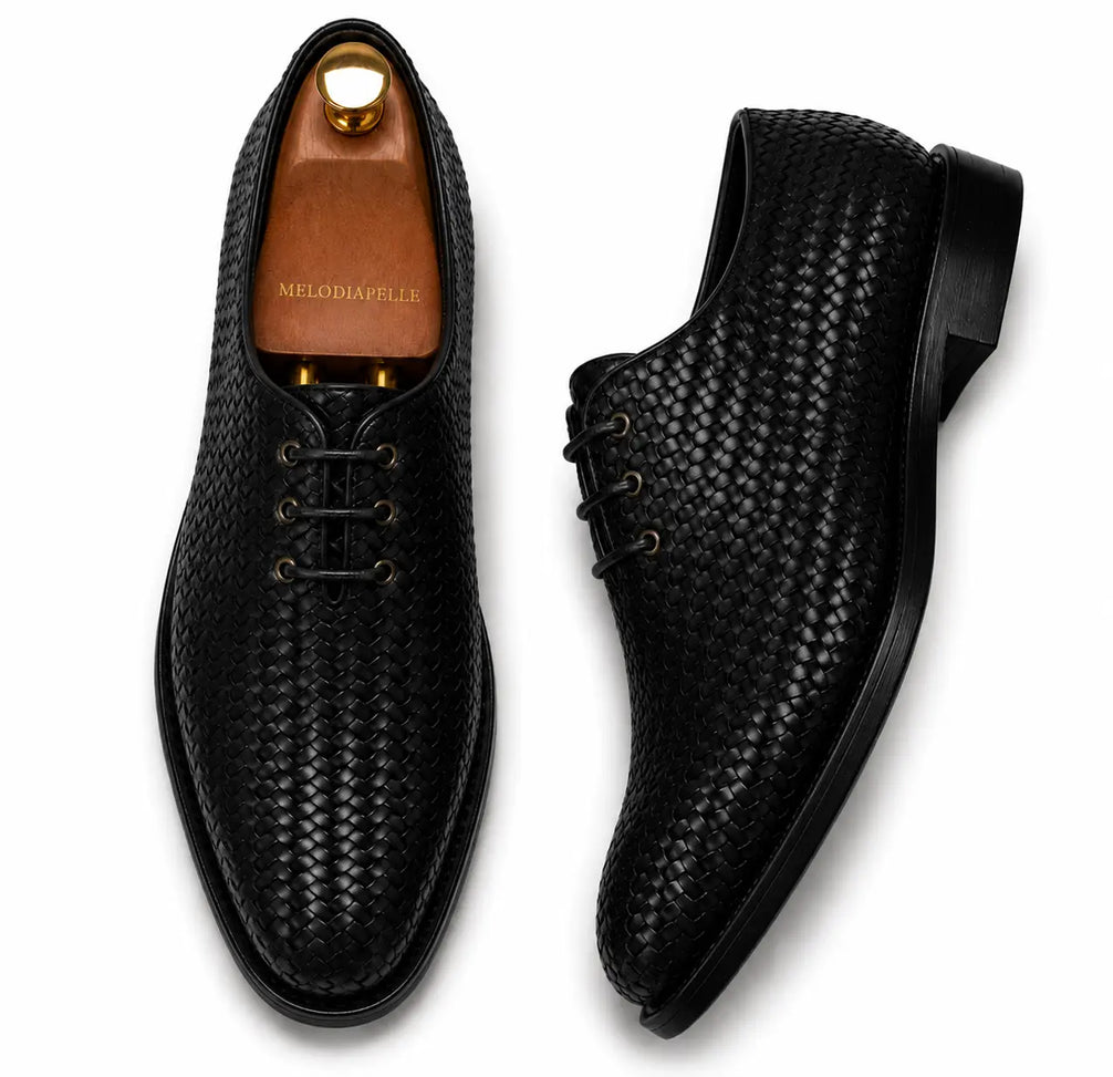 Morrigan Full-Woven Oxford for Men - Handmade Basket-Weave Leather Dress Shoes