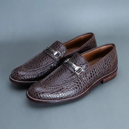 Montefelcino Croc Horsebit Loafer for Men - Croc-Embossed Horsebit Loafers