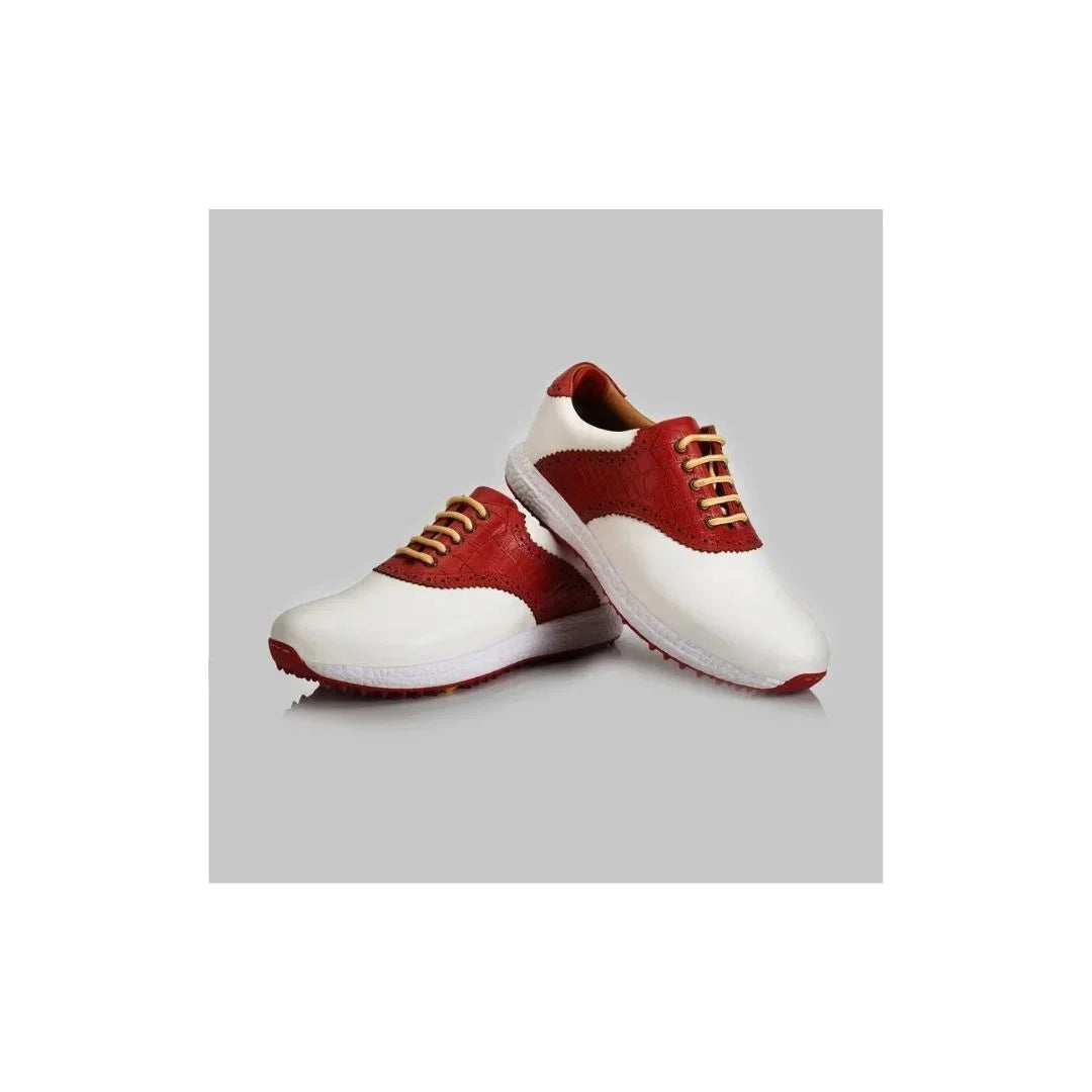 Muirkirk Croc-Saddle Cleated Golf Shoe for Men - Two-Tone Leather Golf Shoes
