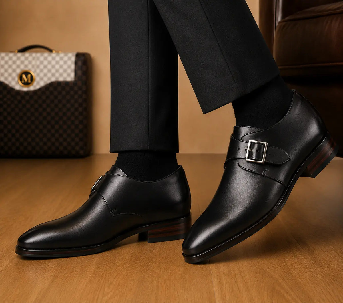 Modica Single Monk Cap-Toe Shoes for Men - Handmade Leather Formal Shoes