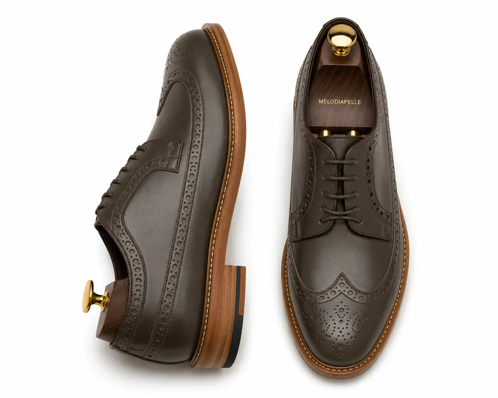 Morano Wingtip Brogue Derby for Men - Goodyear Welted Full-Grain Leather Shoes