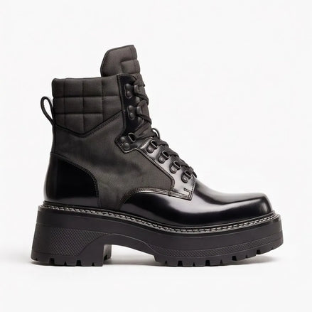Montodine Quilted Platform Combat Boot for Men - Lace-Up Combat Boots