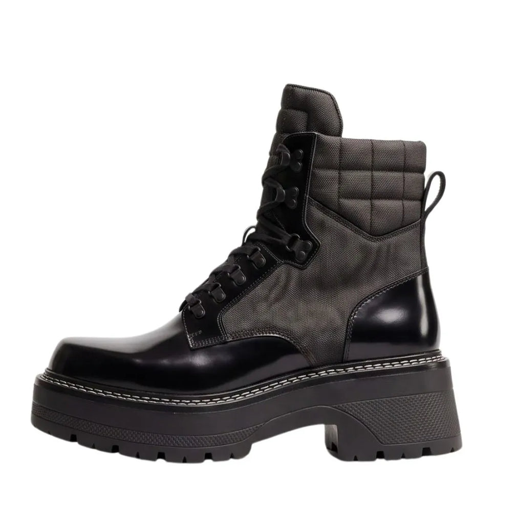 Montodine Quilted Platform Combat Boot for Men - Lace-Up Combat Boots