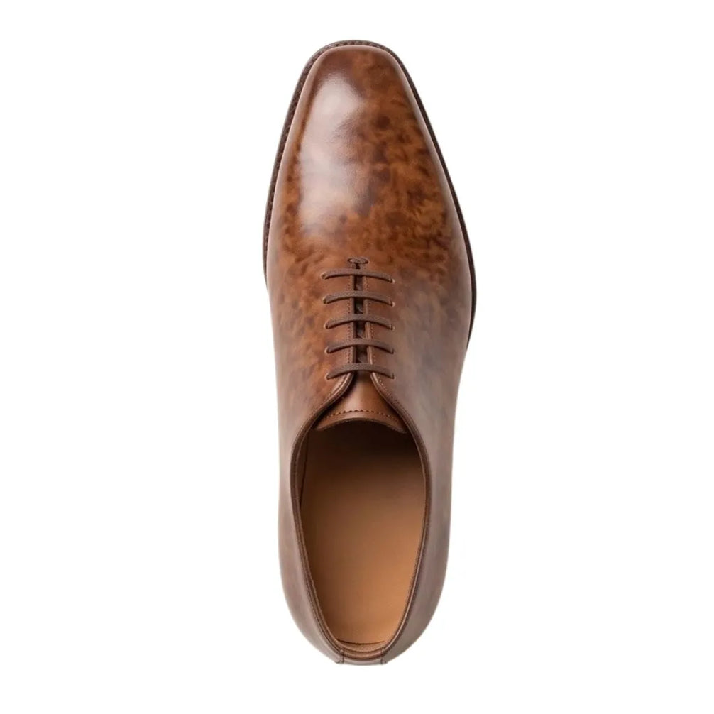 Mozzanica Marbled Patina Wholecut Oxford for Men - Hand-Painted Wholecut Oxfords