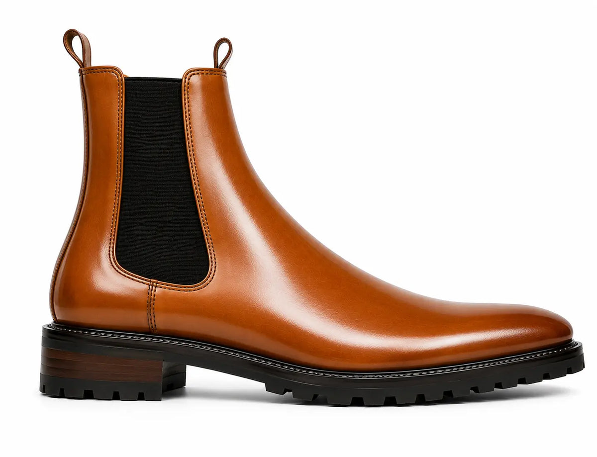 Montrose Patina Chelsea Boot for Men - Lug-Sole Leather Ankle Boots