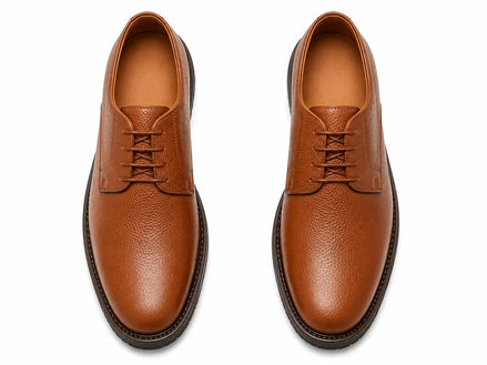Manchester Pebble-Grain Derby for Men - Lug-Sole Leather Formal Shoes
